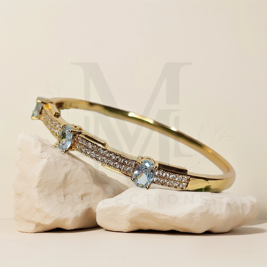 Golden Cartier Bangle with Silver Stones