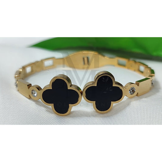 Luxury Gold and Black Clover Bracelet