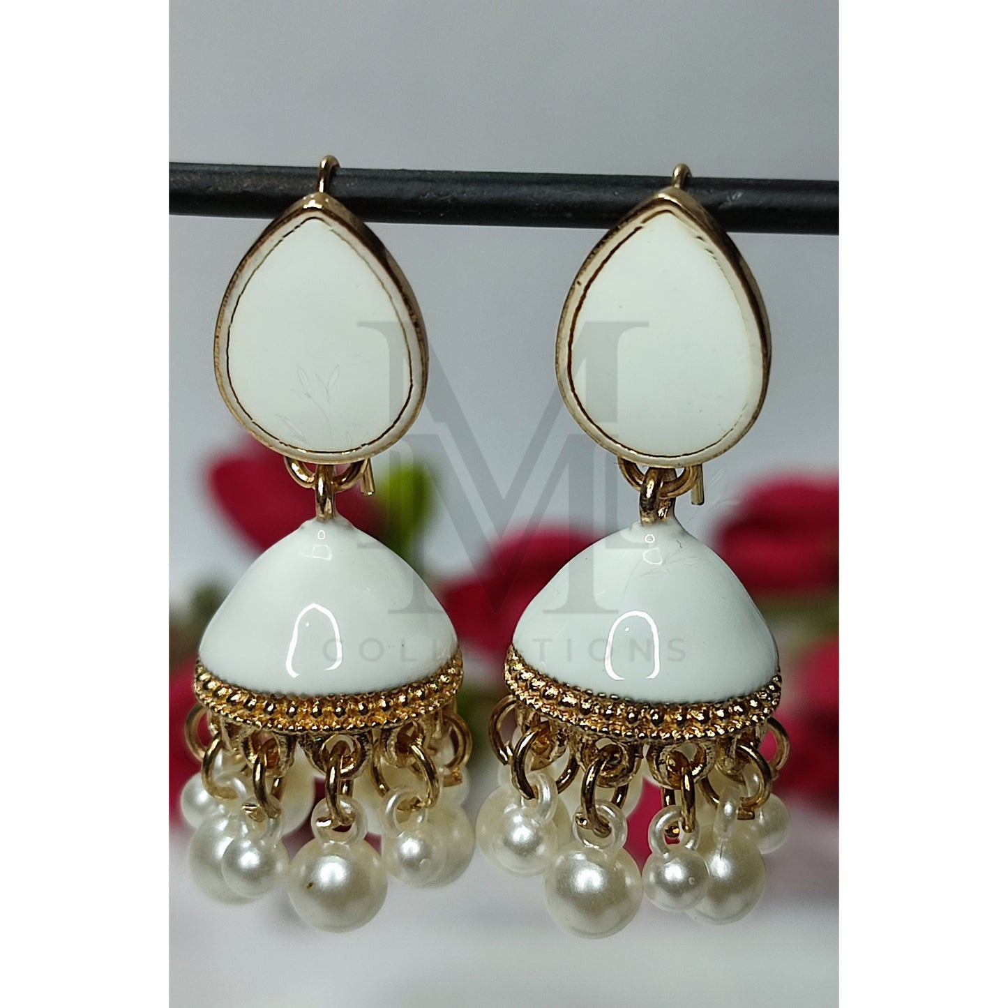 White Pearl Drop Jhumki