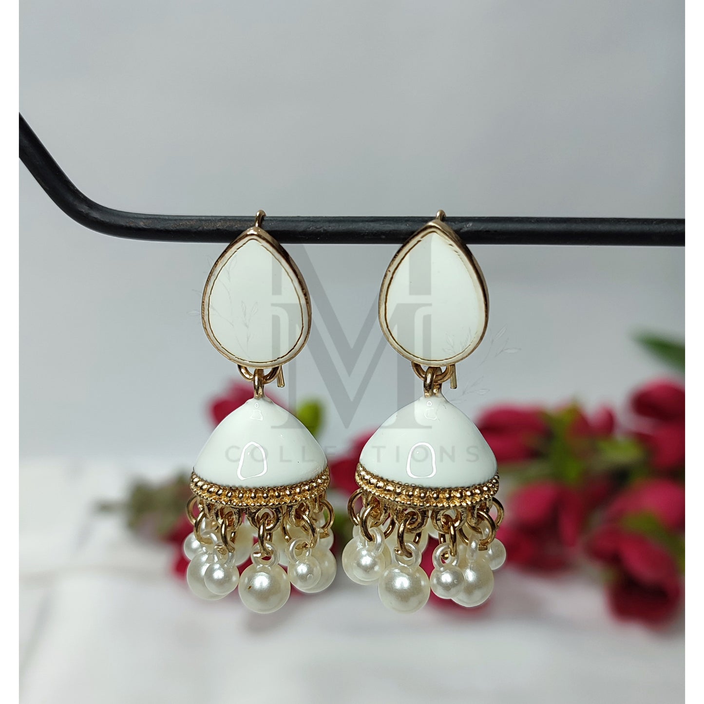 White Pearl Drop Jhumki