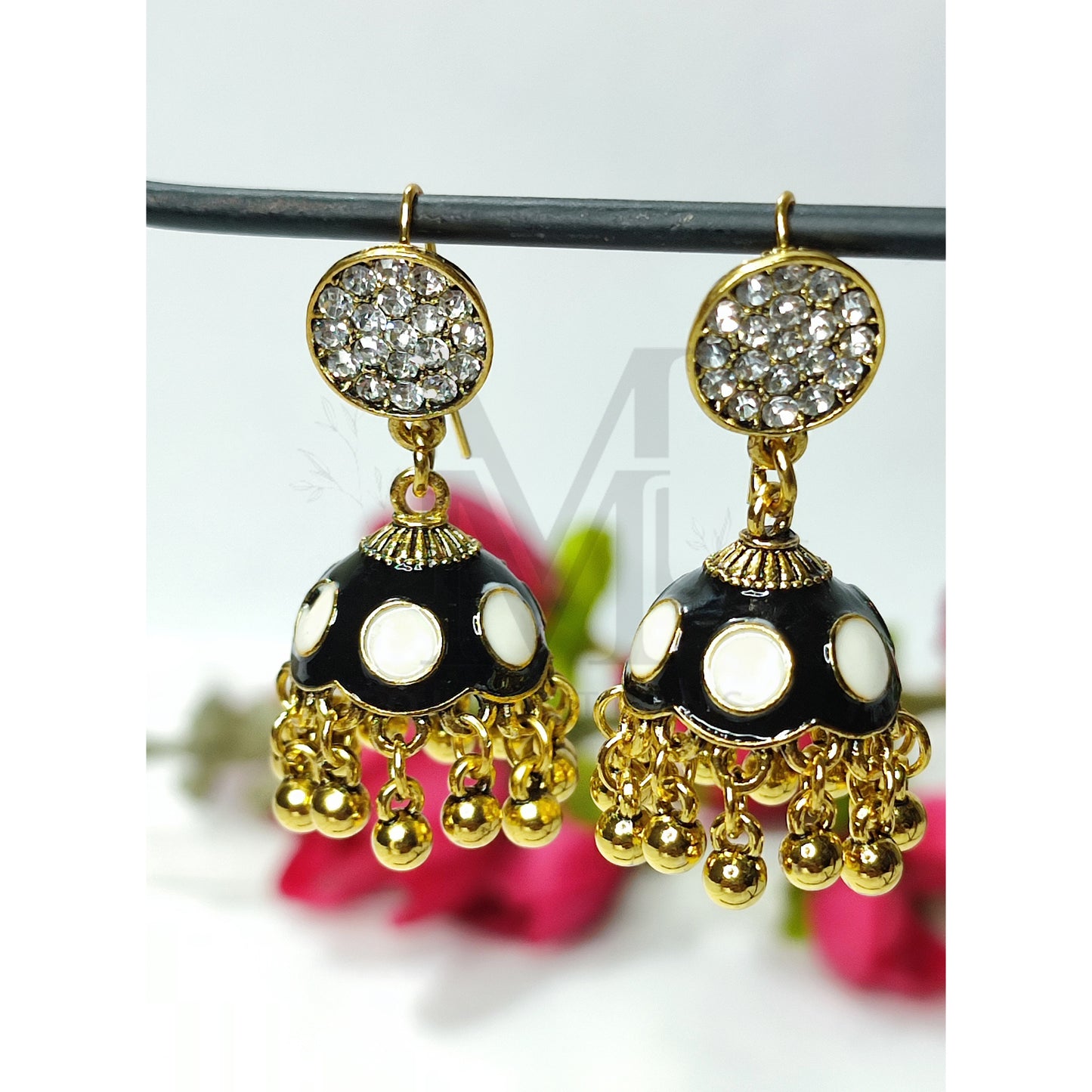 Black & Gold Polka Jhumki