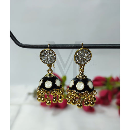 Black & Gold Polka Jhumki