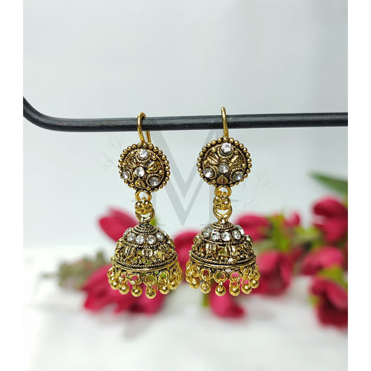 Exquisite Gold Tone Jhumki Earrings