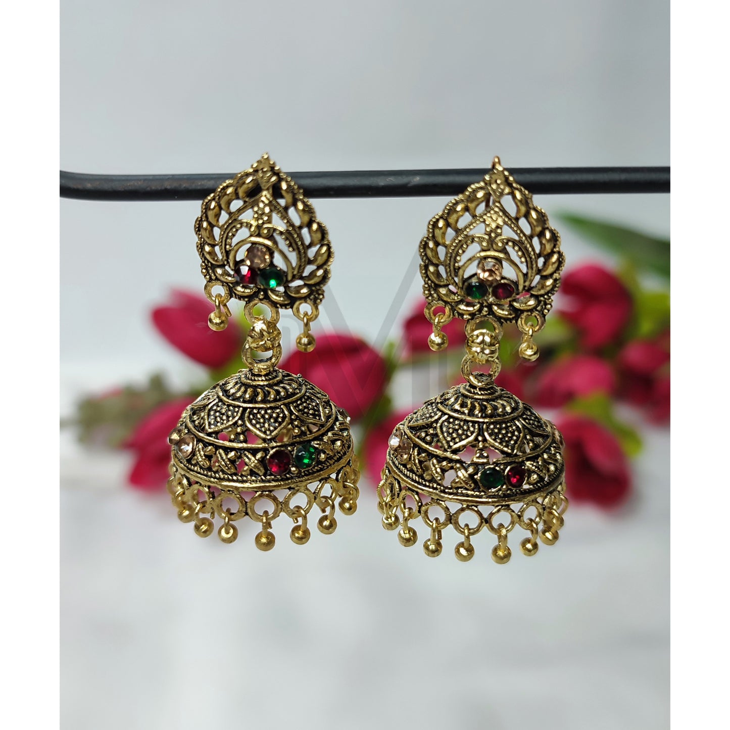 Exquisite Gold tone Jhumki Earrings