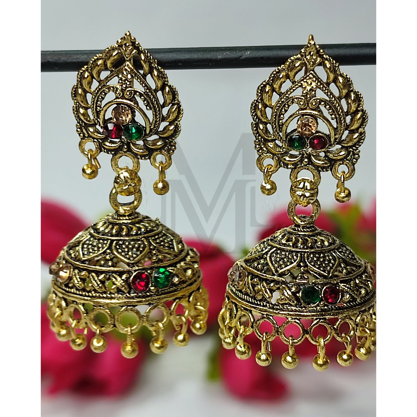 Exquisite Gold tone Jhumki Earrings