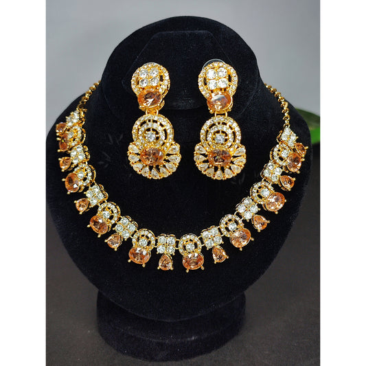 Exquisite Stunning Gold Necklace Set with Earrings